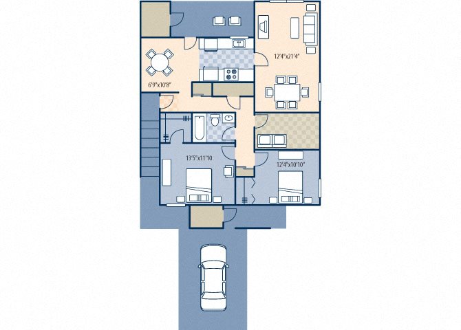 south bryan 2 bed 1 bath floor plan